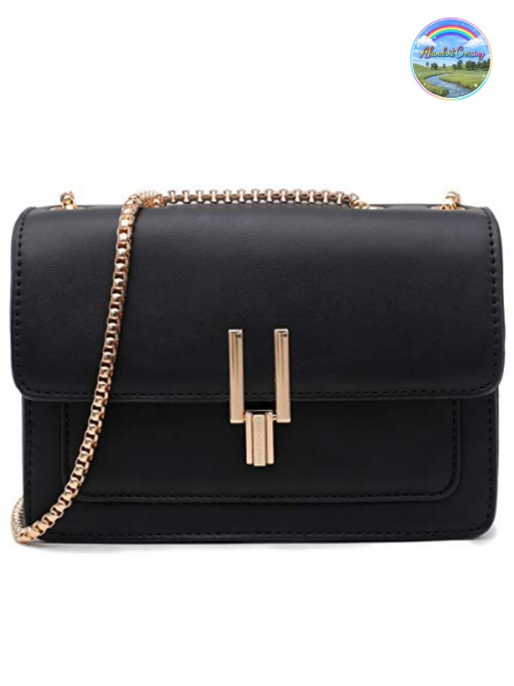 Faux Leather Color-Block Crossbody Bag Satchel Turn Lock Shoulder Purse